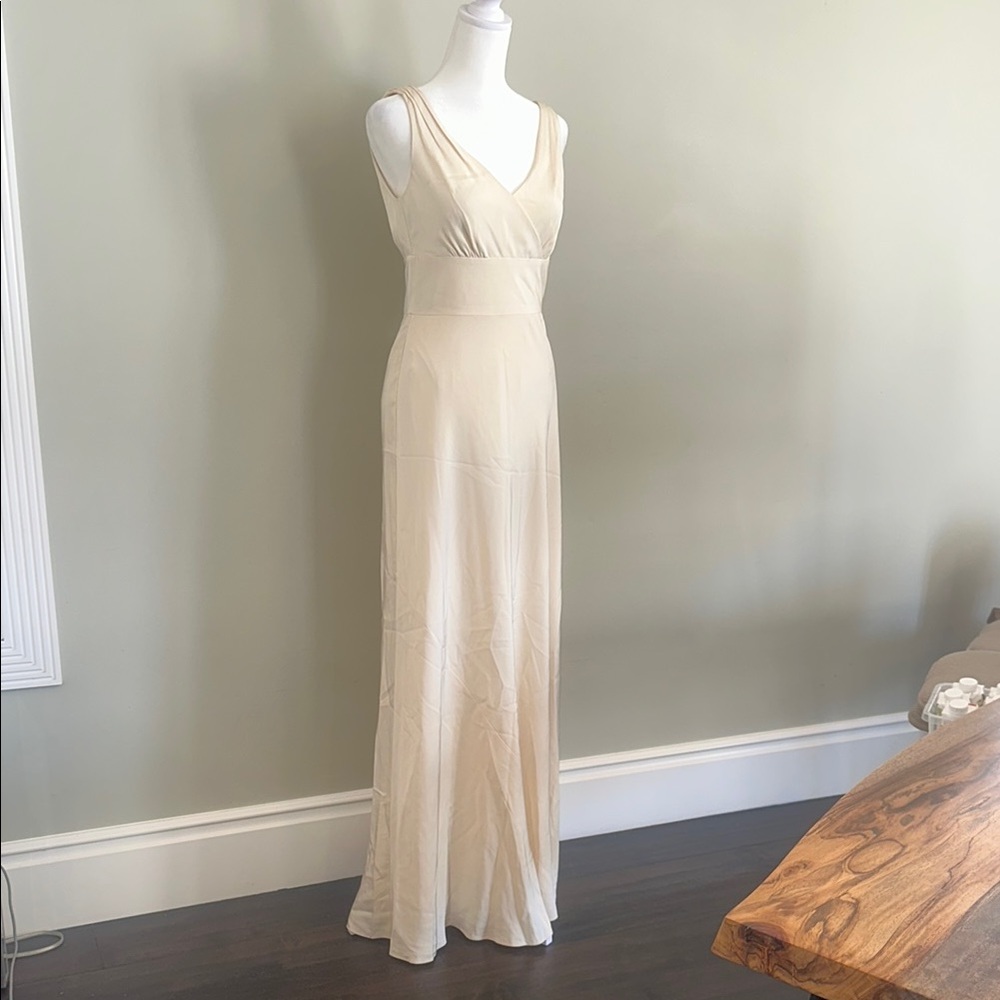J. Crew Cream Sleeveless V-Neck Maxi Gown